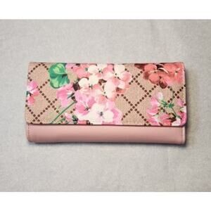 AR New York Clutch Wallet Wristlet Snap Close Pink Tan Floral Medium New